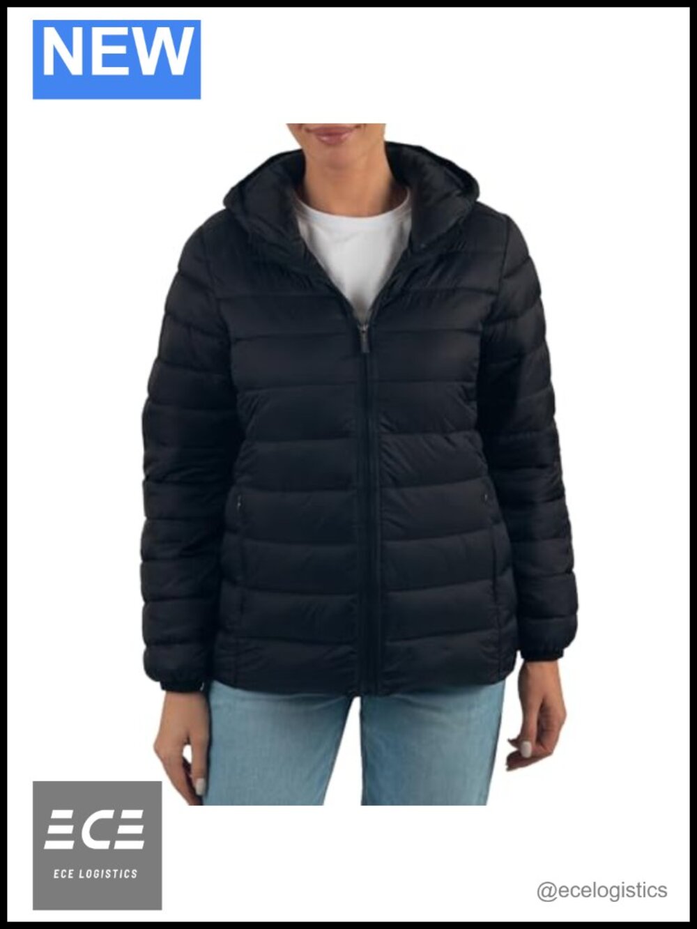 Women's Hooded Puffer Jacket Nylon Shell Polyester Fill Water-Resistant Packable